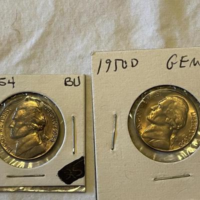 1950-D AND 1954 UNC NICKELS