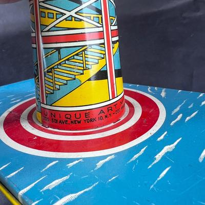 Vintage Tin Litho | Sky Rangers Blimp Light House & Plane | Unique Art