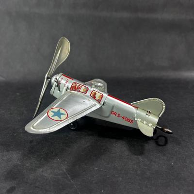 Vintage Tin Litho | Sky Rangers Blimp Light House & Plane | Unique Art