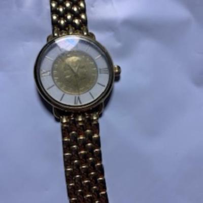Liberty Timepiece – Gold Roman Numeral Watch with Coin Dial Watch