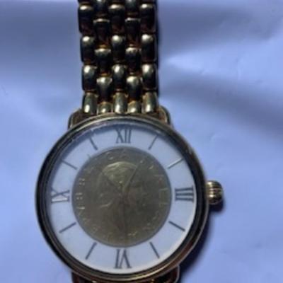 Liberty Timepiece – Gold Roman Numeral Watch with Coin Dial Watch