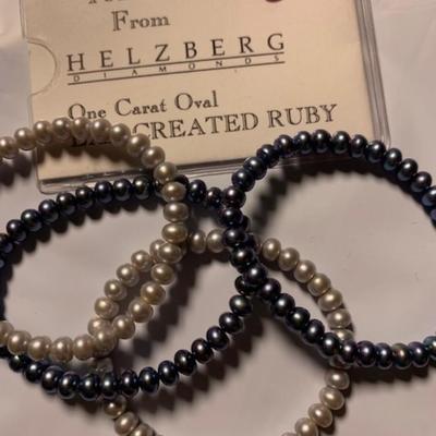 Lot of 4 Pearl Bracelets & Helzberg Ruby