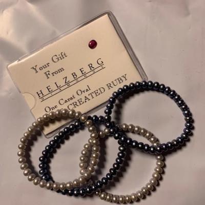 Lot of 4 Pearl Bracelets & Helzberg Ruby