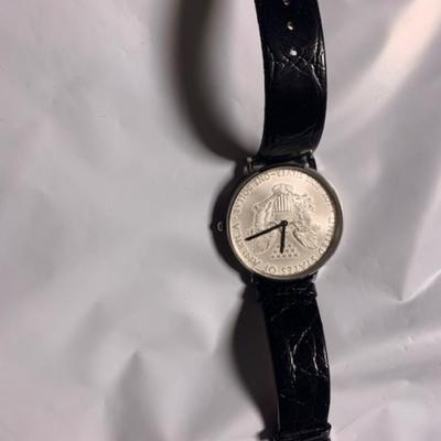 Men's Croton Watch With 1oz Fine Silver Dolar Coin Watch