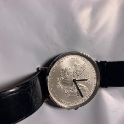 Men's Croton Watch With 1oz Fine Silver Dolar Coin Watch