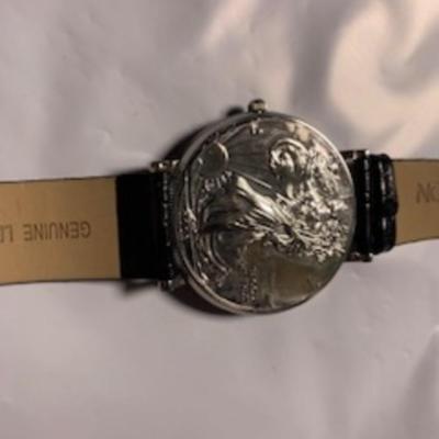 Men's Croton Watch With 1oz Fine Silver Dolar Coin Watch
