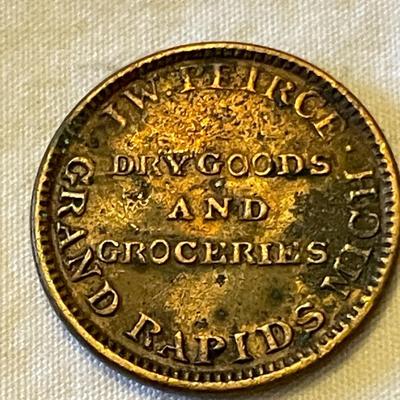 COIN BUSINESS CARD FOR JW PEIRCE DRY GOODS AND GROCERIES