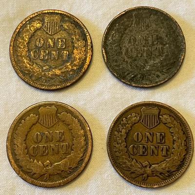 4 INDIAN HEAD PENNIES