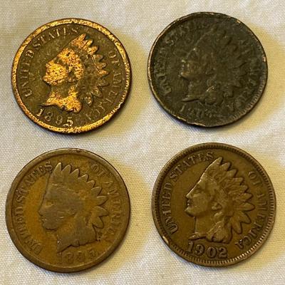 4 INDIAN HEAD PENNIES
