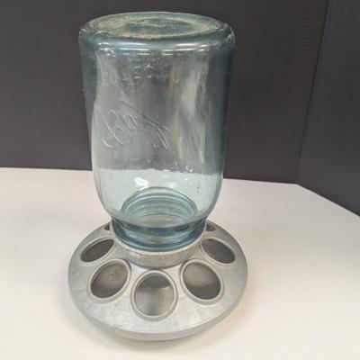 Vintage Chicken Feeder w/ Ball Glass Jar Farm House