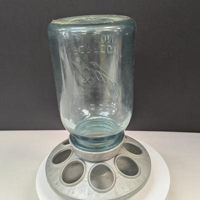 Vintage Chicken Feeder w/ Ball Glass Jar Farm House