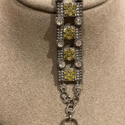 Yellow and clear rhinestone bracelet