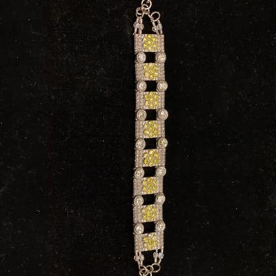 Yellow and clear rhinestone bracelet