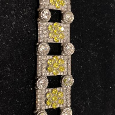Yellow and clear rhinestone bracelet