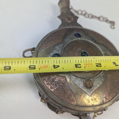 Vintage Indian Brass & Copper Powder Flask