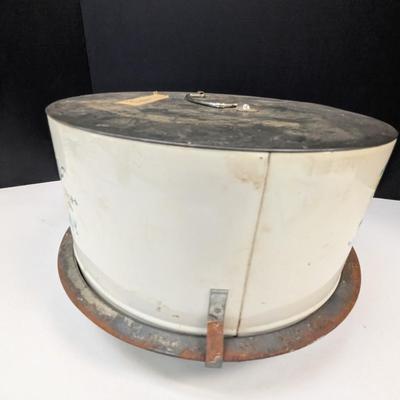 Vintage Cake Carrier Flowers Blue Tulip Yellow Rose Metal Cake Keeper