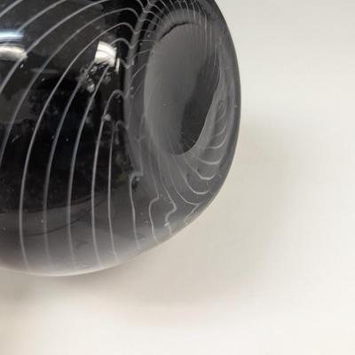 Vintage Murano Style Glass Hand Blown Black, Gray White Twisted Swirls