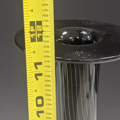 Vintage Murano Style Glass Hand Blown Black, Gray White Twisted Swirls