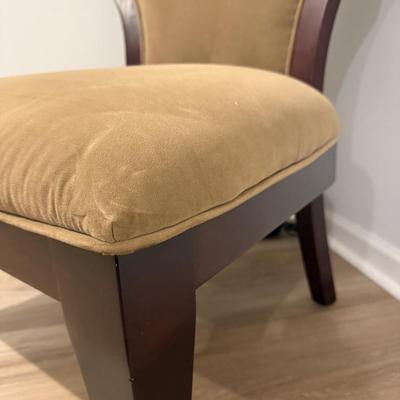 29" Wide Accent Chair - Dark Wood Frame & Dark Tan Velvet Upholstery