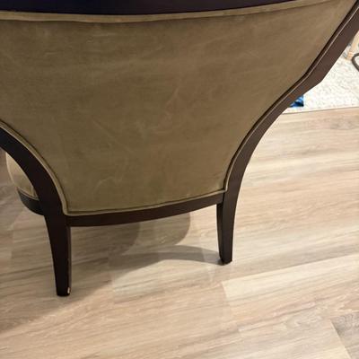 29" Wide Accent Chair - Dark Wood Frame & Dark Tan Velvet Upholstery