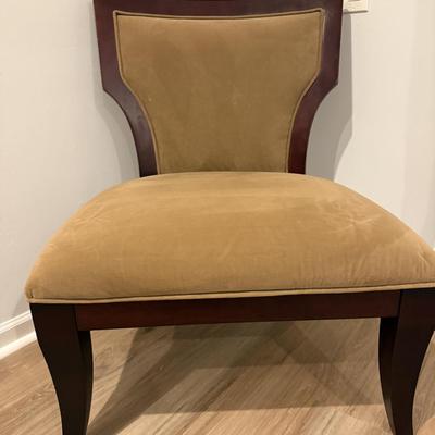 29" Wide Accent Chair - Dark Wood Frame & Dark Tan Velvet Upholstery