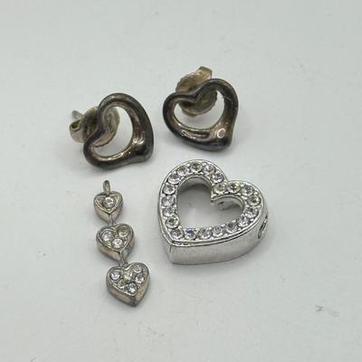 LOT 541J: Tiffany & Co 925 Heart Earrings & Pair of Pendants