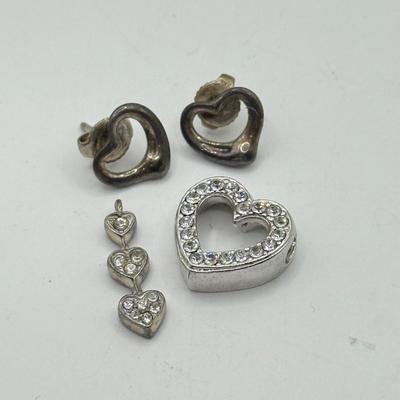 LOT 541J: Tiffany & Co 925 Heart Earrings & Pair of Pendants