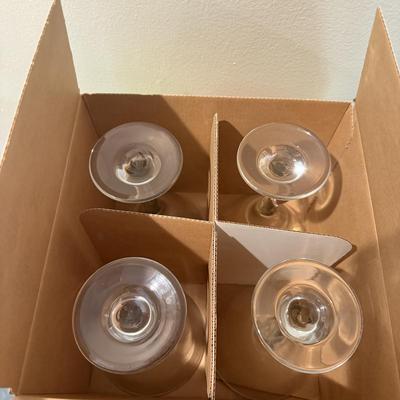 LOT 550F: Party-Ready! NIB Libbey Martini Glasses, Cocktail Shaker & More