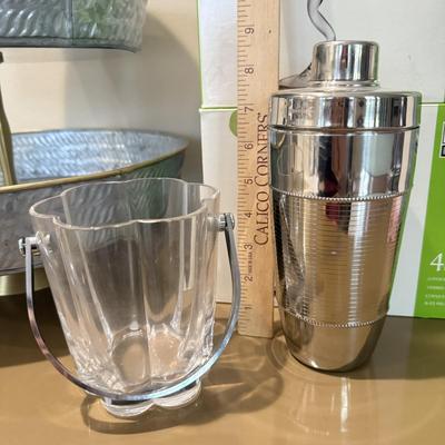 LOT 550F: Party-Ready! NIB Libbey Martini Glasses, Cocktail Shaker & More