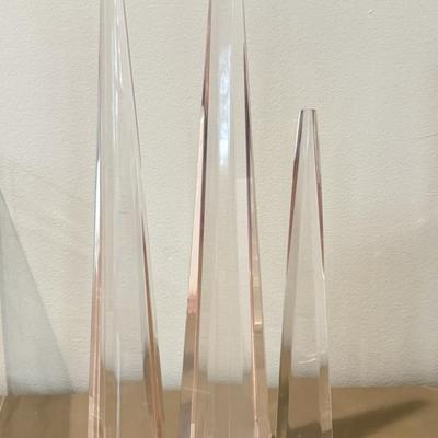 LOT 554F: Lucite Magazine Racks & Tower Trio