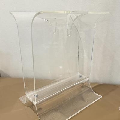 LOT 554F: Lucite Magazine Racks & Tower Trio