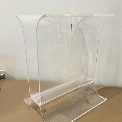LOT 554F: Lucite Magazine Racks & Tower Trio