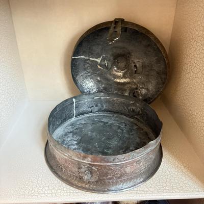LOT 552F: Vintage Tinned Copper Indian Pandan / Betel Nut Box