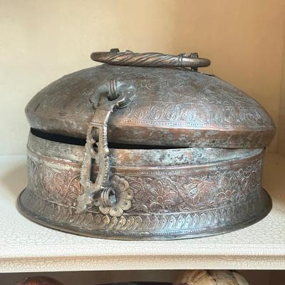 LOT 552F: Vintage Tinned Copper Indian Pandan / Betel Nut Box