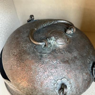 LOT 552F: Vintage Tinned Copper Indian Pandan / Betel Nut Box