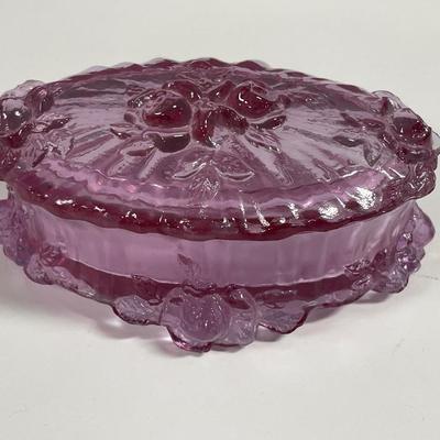 Fenton cabbage roll dusty pink trinket box with lid