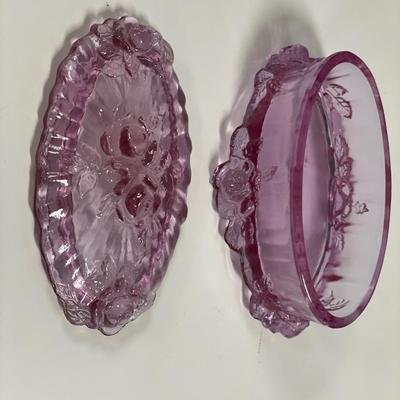 Fenton cabbage roll dusty pink trinket box with lid