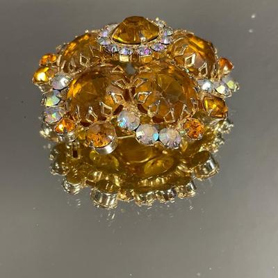 Juliana topaz rhinestone & Aurora borealis brooch