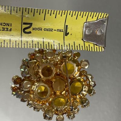 Juliana topaz rhinestone & Aurora borealis brooch