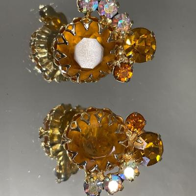 Juliana topaz rhinestone & Aurora borealis brooch