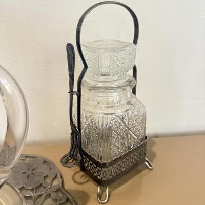 LOT 560F: Antique Glass Tray w/ Matching Pitcher & More