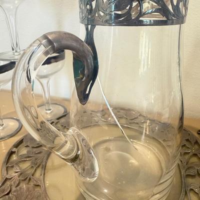 LOT 560F: Antique Glass Tray w/ Matching Pitcher & More