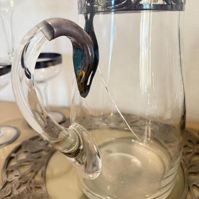 LOT 560F: Antique Glass Tray w/ Matching Pitcher & More