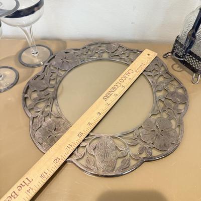 LOT 560F: Antique Glass Tray w/ Matching Pitcher & More