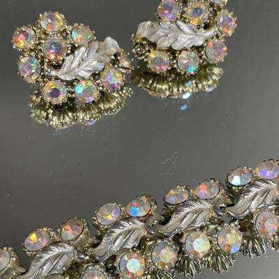 Silver tone Aurora borealis set