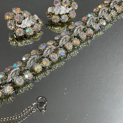 Silver tone Aurora borealis set