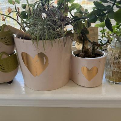 LOT 567K: Collection of Small Faux & Real Plants & Planters