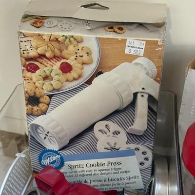 LOT 571K: Kitchen & Baking Collection: Boxed Apple Peeler, Cookie Press & Cutters, More