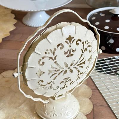 LOT 574D: Cake Plates, Abalone Shell & Disco Tile Placemats and More