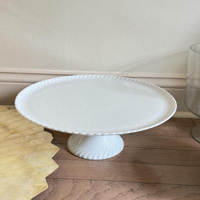 LOT 574D: Cake Plates, Abalone Shell & Disco Tile Placemats and More